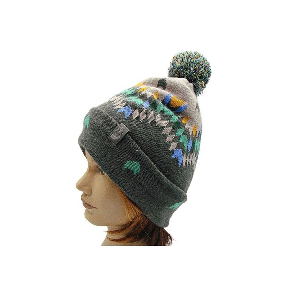 The North Face Unisex Adults Gray And Pastel Geo Print Ski Tuke V Beanie Hat OS - Picture 5 of 11